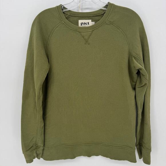 PACT Women Green Crewneck Sweatshirt Pullover Long Sleeve Organic Cotton Size S - Picture 2 of 8